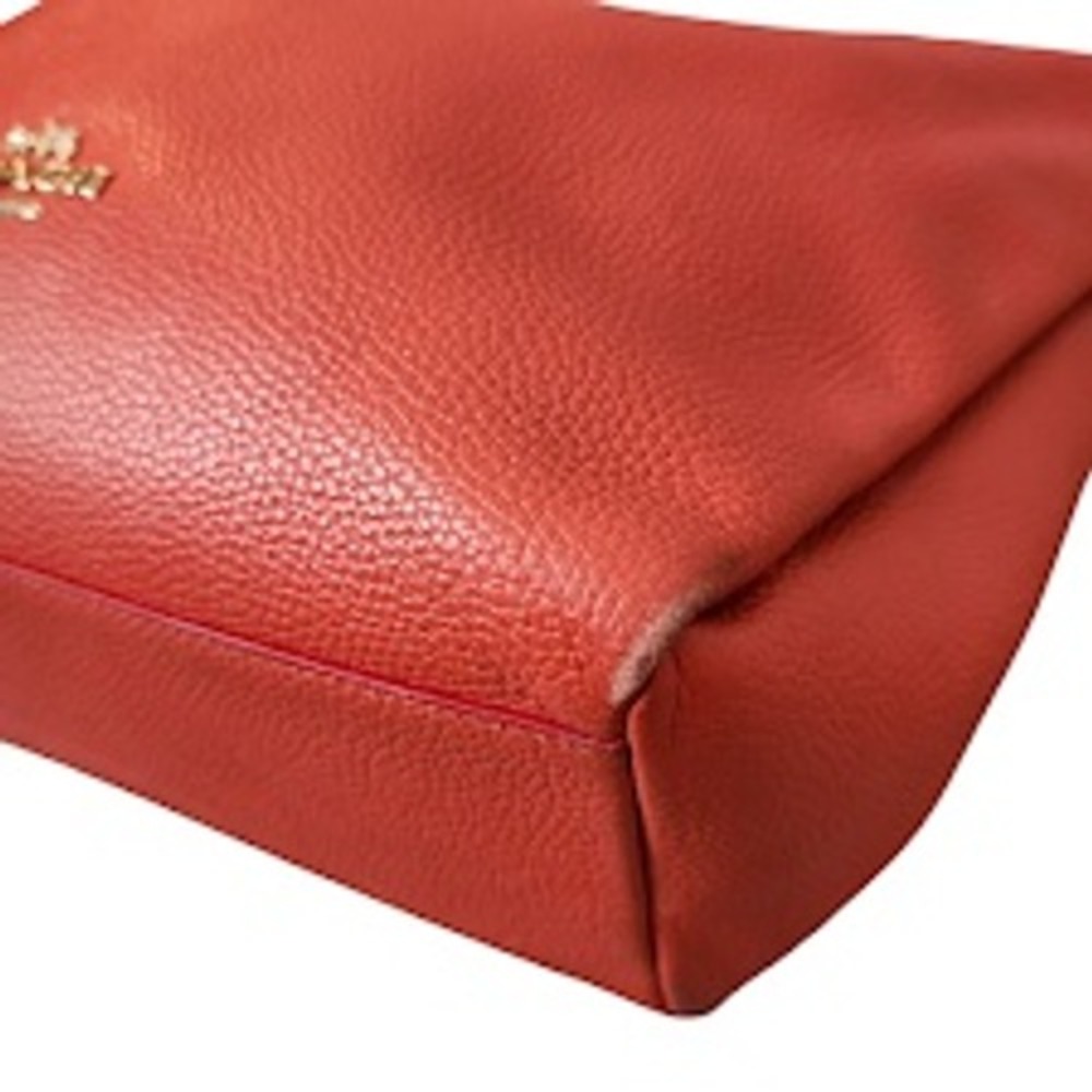 COACH Dufflette Leather Hobo Shoulder Bag Red Slouchy Large Tote - Picture 6 of 16